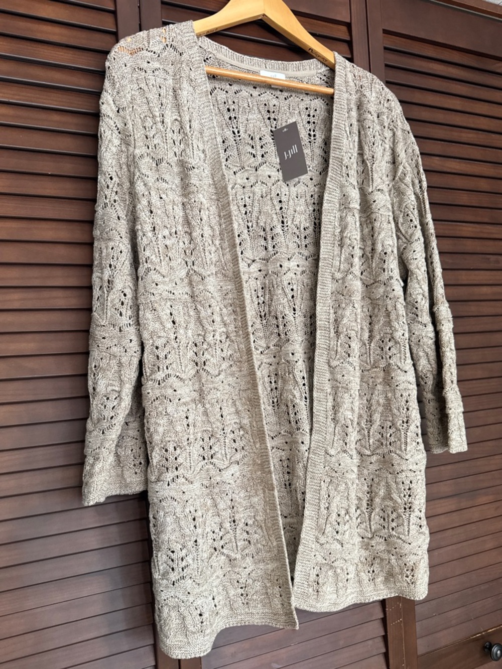 NEW J. Jill Women's Beige Lace Cardigan Size L Cotton Retail NWT $89 - Picture 14 of 15